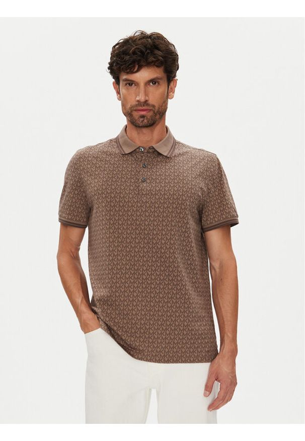 Michael Kors Polo CS550V85KS Brązowy Regular Fit. Typ kołnierza: polo. Kolor: brązowy. Materiał: bawełna