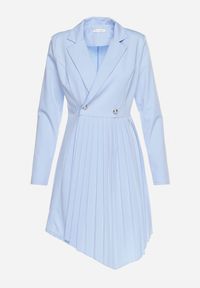 Born2be - Jasnoniebieska Rozkloszowana Sukienka Mini z Kopertową Górą i Plisami na Dole Lontasa. Kolor: niebieski. Typ sukienki: kopertowe. Styl: elegancki. Długość: mini #7