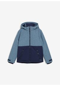 bonprix - Kurtka zimowa ocieplana z blokami kolorów i kapturem. Typ kołnierza: kaptur. Kolor: niebieski. Materiał: materiał. Sezon: zima #1