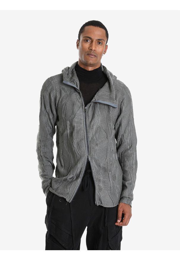 La Haine Inside Us Sweter Full Zip | LM244 | Mężczyzna | Szary. Okazja: na co dzień. Typ kołnierza: kaptur. Kolor: szary. Materiał: bawełna, poliester. Wzór: aplikacja, jednolity. Styl: sportowy, elegancki, casual