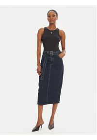 Hugo - HUGO Spódnica jeansowa Gatje_2 50541495 Granatowy Regular Fit. Kolor: niebieski. Materiał: bawełna #2