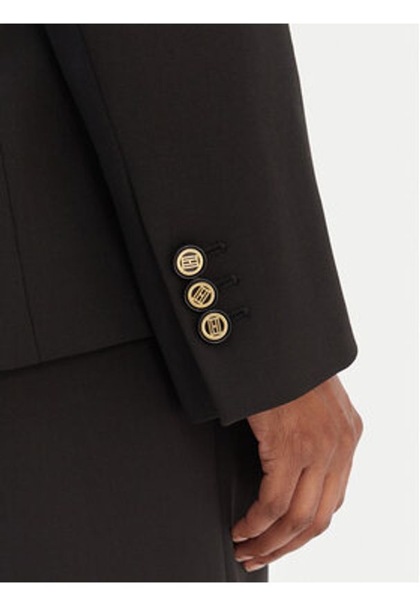 TOMMY HILFIGER - Tommy Hilfiger Marynarka Timeless WW0WW46662 Czarny Regular Fit. Kolor: czarny. Materiał: wełna, syntetyk