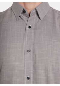 Pako Lorente - PAKO LORENTE - Brązowa koszula w drobną kratę. Kolor: brązowy, niebieski. Materiał: poliester, elastan, wiskoza. Długość rękawa: długi rękaw. Długość: długie. Sezon: jesień #7