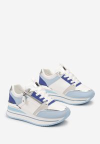 Born2be - Niebieskie Sneakersy na Platformie z Brokatowymi Akcentami Stelavia. Wysokość cholewki: przed kostkę. Kolor: niebieski. Szerokość cholewki: normalna. Obcas: na platformie