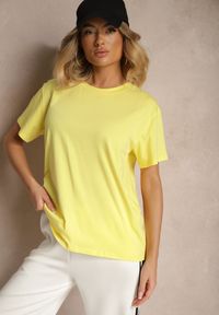 Renee - Żółty Bawełniany Basicowy T-shirt Lorseli. Okazja: na co dzień. Kolor: żółty. Materiał: bawełna. Styl: klasyczny, casual, elegancki