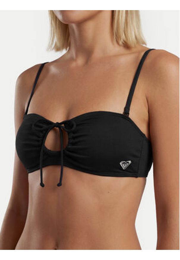 Roxy Góra od bikini Solid Essentials ERJX305692 Czarny. Kolor: czarny. Materiał: syntetyk