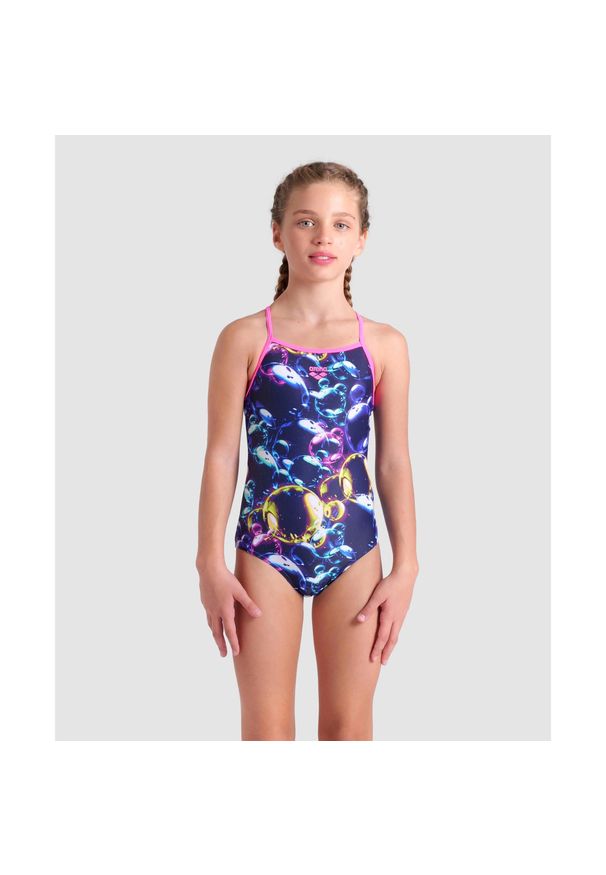 Dziewczęcy jednoczęściowy kostium kąpielowy Arena Light. Kolor: niebieski