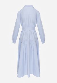 Renee - Niebieska Sukienka w Koszulowym Stylu z Wiskozą Bawełną i Paskiem Nerigunn. Kolor: niebieski. Materiał: wiskoza, bawełna. Sezon: lato. Typ sukienki: koszulowe. Styl: elegancki #2