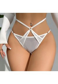 Intica - Majtki damskie z elastyczną gumką Ankie. Kolor: biały. Materiał: materiał, skóra. Długość: długie