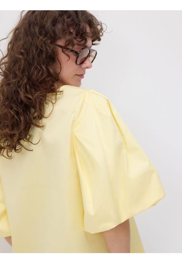 Reserved - Bawełniana bluzka - jasnożółty. Kolor: żółty. Materiał: bawełna