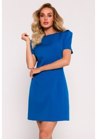MOE - Elegancka sukienka mini niebieska. Kolor: niebieski. Styl: elegancki. Długość: mini