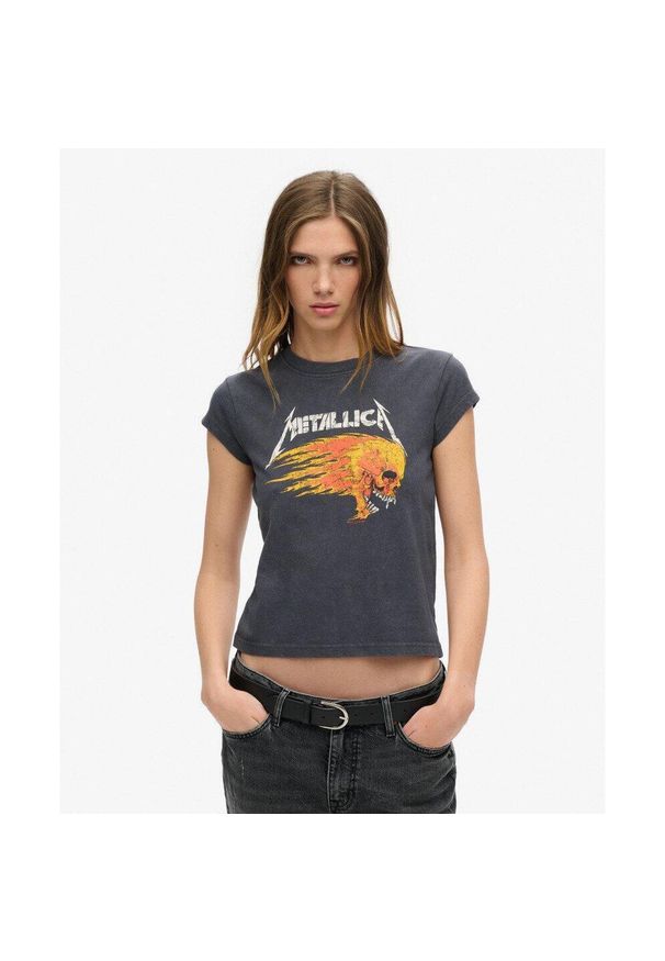 Superdry - Koszulka Metallica Cap z krótkim rękawem od SUPERDRY. Kolor: czarny. Długość rękawa: krótki rękaw. Długość: krótkie