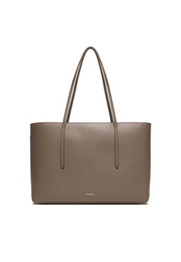 Calvin Klein Torebka Foil Logo Tote W/Pouch LV04F3274G Beżowy. Kolor: beżowy. Materiał: skórzane