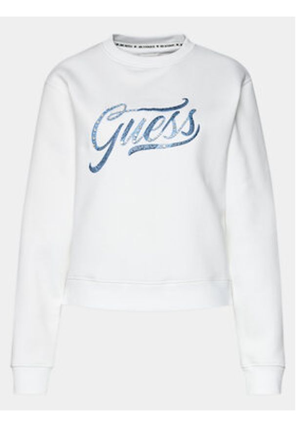 Guess Bluza Cn Stones Logo W4RQ14 KB681 Biały Relaxed Fit. Kolor: biały. Materiał: syntetyk