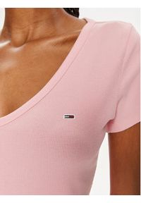 Tommy Jeans T-Shirt Essential DW0DW17385 Różowy Slim Fit. Kolor: różowy. Materiał: bawełna #3