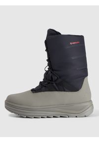 4f - 4F Buty zimowe śniegowce INUA z ociepliną Primaloft damskie - oliwkowe/khaki 37. Okazja: na co dzień. Wysokość cholewki: przed kolano. Kolor: brązowy, wielokolorowy, oliwkowy. Materiał: guma, materiał. Szerokość cholewki: normalna. Sezon: zima. Styl: casual