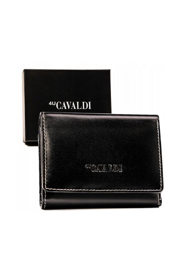 4U CAVALDI - Portfel skórzany 4U Cavaldi [DH] RD-17-GCL czarny. Kolor: czarny. Materiał: skóra. Wzór: kolorowy