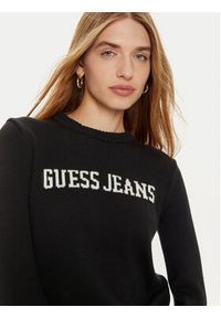 Guess Jeans Sweter W4BR10 Z3HM1 Czarny Regular Fit. Kolor: czarny. Materiał: bawełna