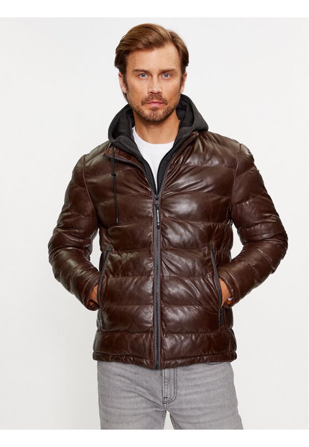 Milestone Kurtka skórzana Callisto 331019 60300 Brązowy Regular Fit. Kolor: brązowy. Materiał: skóra