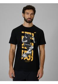 4f - 4F T-shirt regular z nadrukiem męski - czarny L. Okazja: na co dzień. Kolor: czarny. Materiał: jersey, bawełna, materiał. Długość rękawa: krótki rękaw. Długość: krótkie. Wzór: nadruk. Styl: casual, klasyczny, sportowy #1