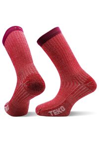 TEKO - Skarpety sportowe z wełny Merino Teko ecoHIKE Light Half Cushion 2.0. Kolor: czerwony. Materiał: wełna. Sport: kolarstwo