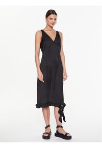 Remain Sukienka koktajlowa Light Satin Frill RM2212 Czarny Regular Fit. Kolor: czarny. Materiał: satyna. Styl: wizytowy