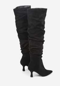 Renee - Czarne Kozaki w Stylu Slouchy na Szpilce Wiolisse. Okazja: na co dzień. Kolor: czarny. Materiał: jeans. Wzór: aplikacja. Obcas: na szpilce. Styl: casual #7