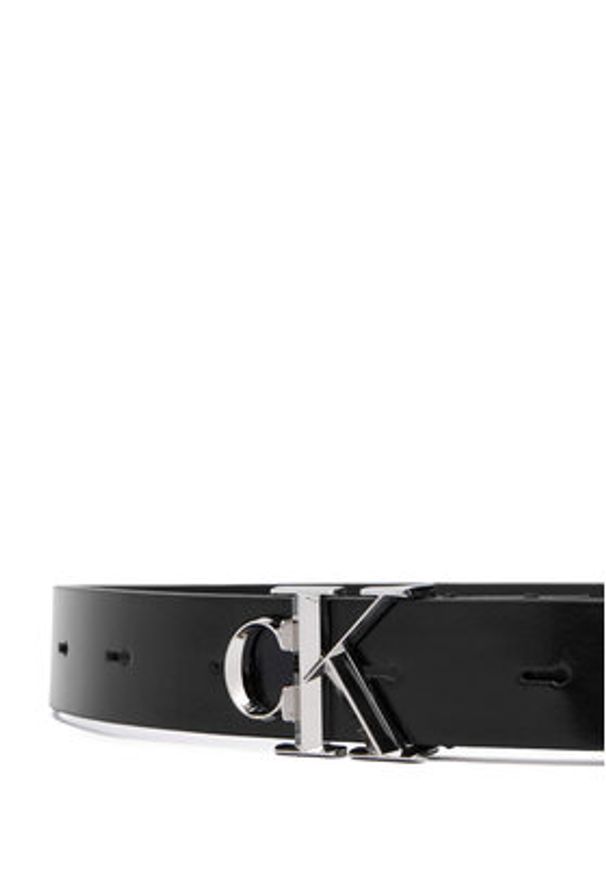 Calvin Klein Pasek Damski Facet Ck Buckle Shiny Strap 25Mm LV04F7080G Czarny. Kolor: czarny. Materiał: skóra