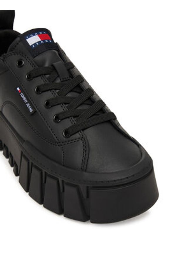 Tommy Jeans Sneakersy Tjw Vulc Flatform Leather EN0EN03008 Czarny. Kolor: czarny. Materiał: skóra