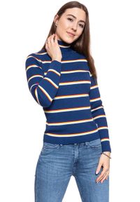 Wrangler - DAMSKI SWETER WRANGLER TURTLE NECK BLUE DEPTHS W8N0PWXJY. Kolor: niebieski #3