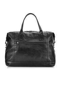 Ochnik - Skórzana torba podróżna męska. Kolor: czarny. Materiał: skóra #7