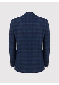 Pako Lorente - PAKO LORENTE – Granatowa marynarka w drobną kratkę. Okazja: na co dzień. Kolor: niebieski. Materiał: poliester, wełna, elastan. Wzór: kratka. Styl: casual #4