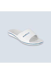 NABAIJI - Klapki basenowe męskie Nabaiji 100 Plus. Kolor: biały, wielokolorowy, niebieski, turkusowy. Wzór: gładki. Sport: pływanie