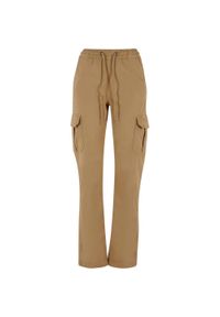 Urban Classics - Spodnie Cargo Damskie Twill Z Wysokimi Stanami. Stan: podwyższony. Kolor: beżowy