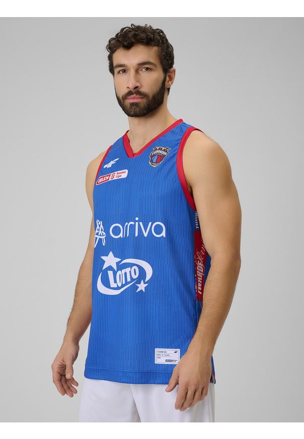4f - 4F Koszulka meczowa replika wyjazdowa z sezonu 2025/26 męska 4F x Twarde Pierniki - granatowa L. Kolor: niebieski. Materiał: materiał. Wzór: nadruk. Sport: koszykówka