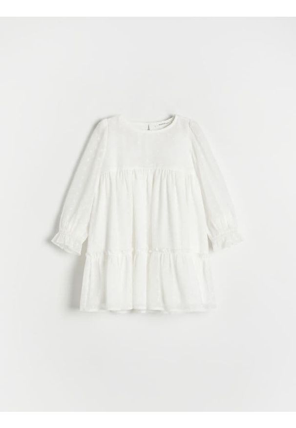 Reserved - Wzorzysta sukienka - złamana biel. Materiał: tkanina