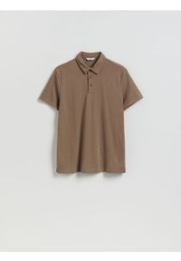 Reserved - Koszulka polo slim - beżowy. Typ kołnierza: polo. Kolor: beżowy. Materiał: bawełna, dzianina #1