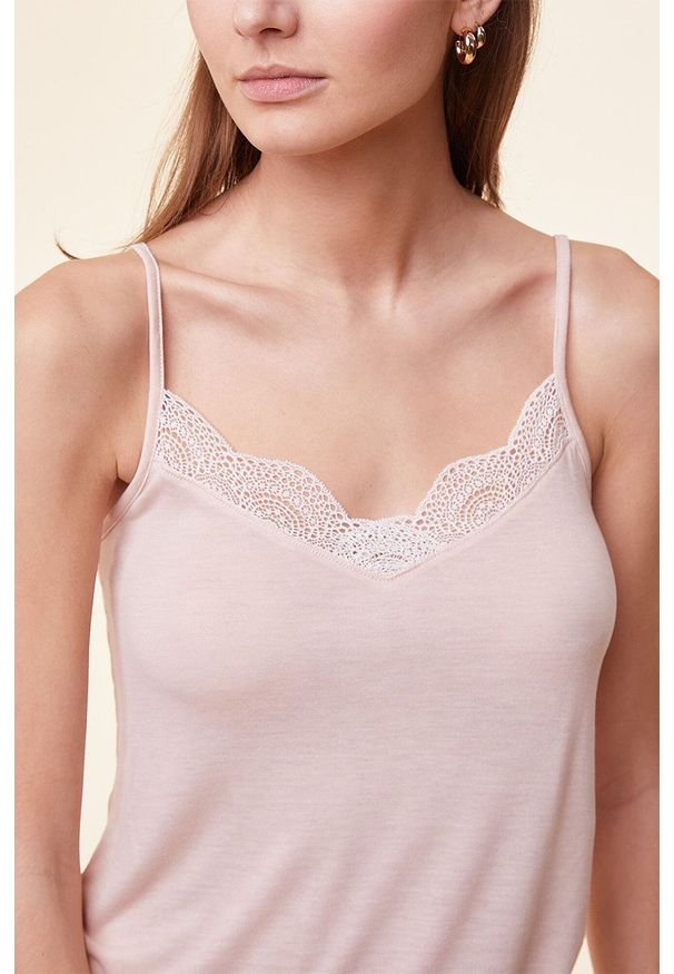 Etam top piżamowy Warm Day kolor różowy. Kolor: różowy