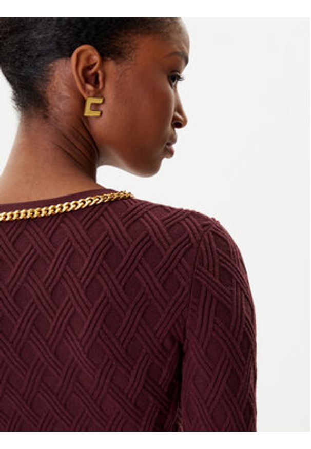 Elisabetta Franchi Kardigan MK-29B-56E2-V450 Bordowy Regular Fit. Kolor: czerwony. Materiał: syntetyk
