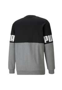 Puma - Męska Bluza Power Colour Block Z Okrągłym Dekoltem. Kolor: wielokolorowy, czarny, szary