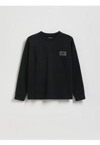 Reserved - Bawełniany longsleeve - czarny. Kolor: czarny. Materiał: bawełna. Długość rękawa: długi rękaw