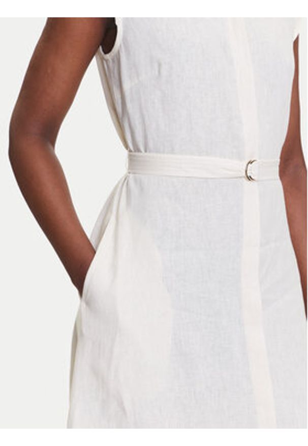 Marella Sukienka koszulowa Rodesia 2515221262 Écru Regular Fit. Materiał: len. Typ sukienki: koszulowe