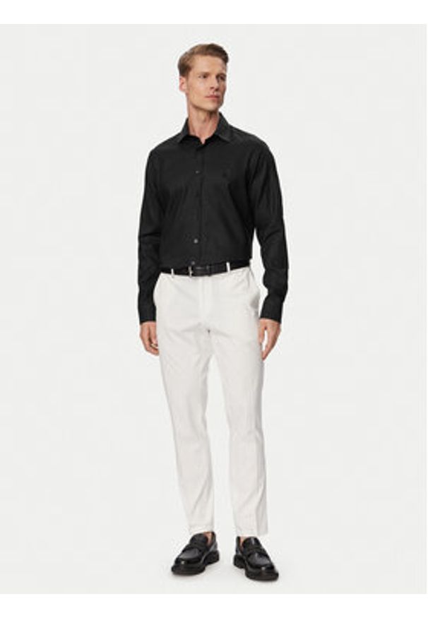 Karl Lagerfeld - KARL LAGERFELD Koszula 605084 562791 Czarny Regular Fit. Typ kołnierza: dekolt w karo. Kolor: czarny. Materiał: len