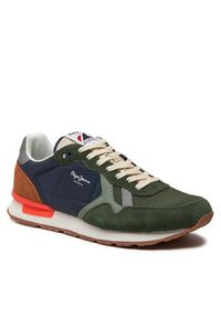 Pepe Jeans Sneakersy Brit Mix M PMS40006 Khaki. Kolor: brązowy