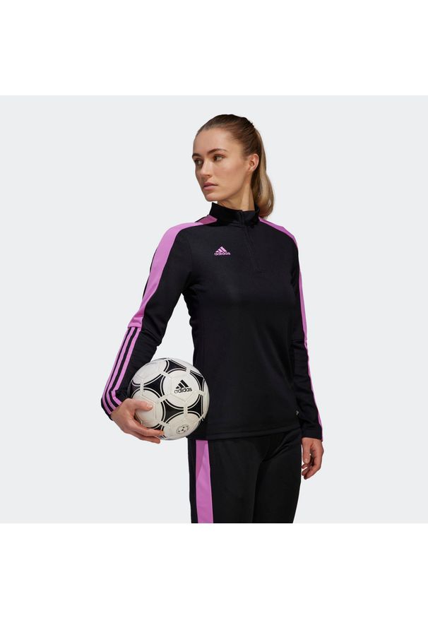 Bluza dresowa do piłki nożnej Adidas Tiro. Kolor: czarny, różowy, wielokolorowy. Materiał: dresówka. Wzór: paski