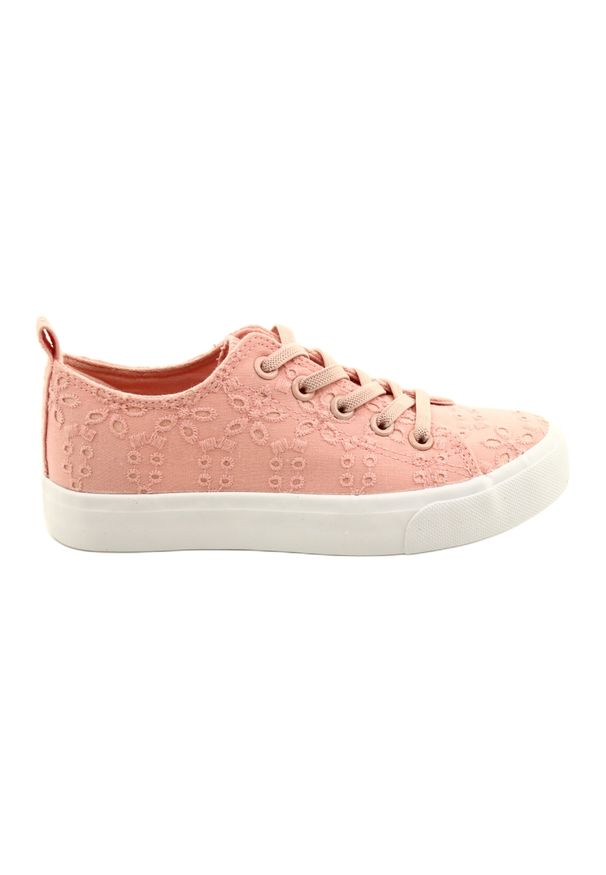 Koronka Trampki Na Rzepy Atletico WY20763 Pink różowe. Okazja: na uczelnię. Zapięcie: rzepy. Kolor: różowy. Materiał: koronka. Wzór: koronka. Styl: klasyczny
