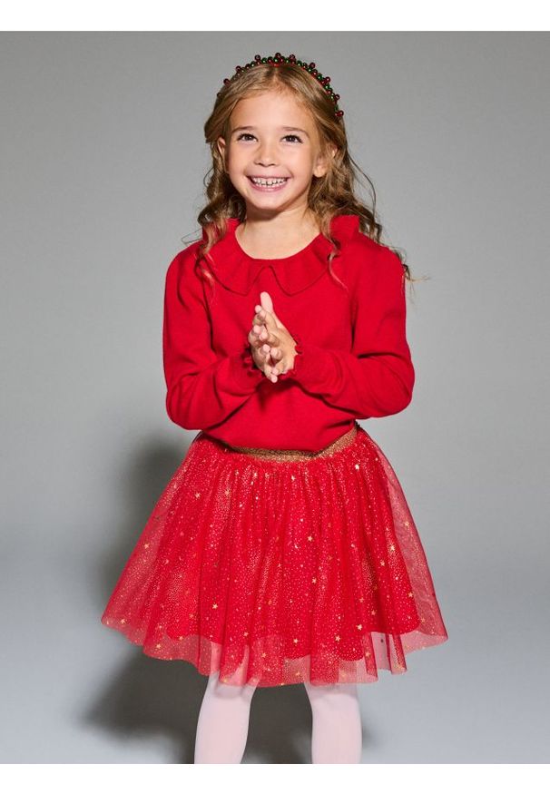 Sinsay - Sweter z dekoracyjnym dekoltem - czerwony. Kolor: czerwony