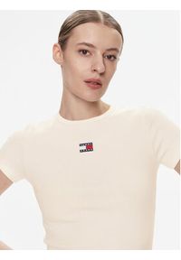 Tommy Jeans T-Shirt Badge DW0DW17881 Biały Slim Fit. Kolor: biały. Materiał: bawełna #3