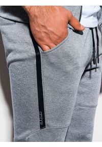 Ombre Clothing - Spodnie męskie dresowe joggery P919 - szary melanż - XXL. Kolor: szary. Materiał: dresówka. Wzór: melanż