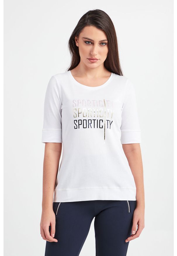Sportalm - T-SHIRT LIANA SPORTALM. Materiał: bawełna. Wzór: haft, nadruk, kolorowy